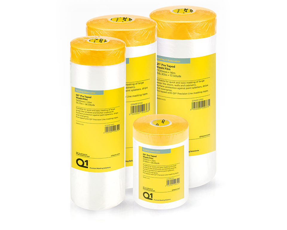 Q1 PRE TAPED MASKING PAPER 300MM X 25MTR