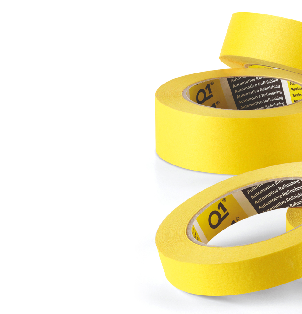 Q1 - 2 inch Premium Automotive Yellow Masking Tape - Case of 20 Rolls